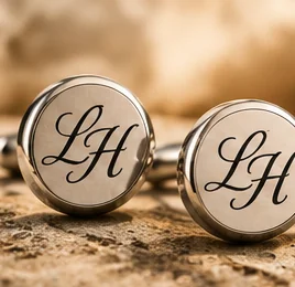 A pair of cufflinks, engraved with two initials
